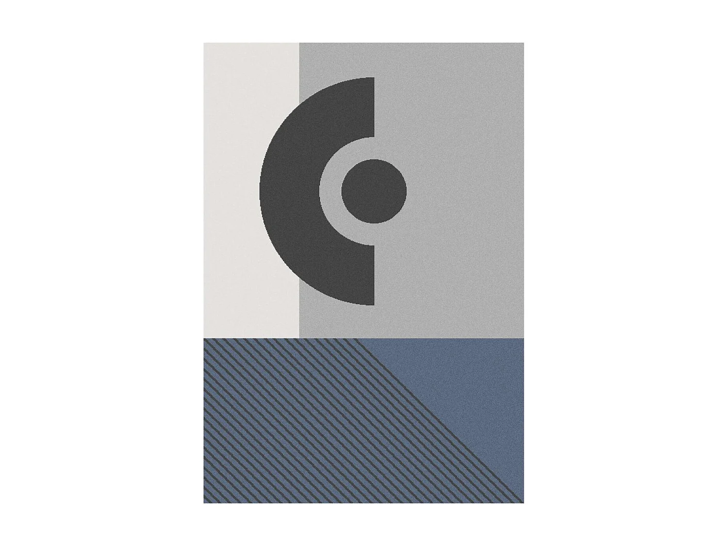 tapis grand salon 200x280 tissé gris et bleu rectangle motif géométrique ELAK