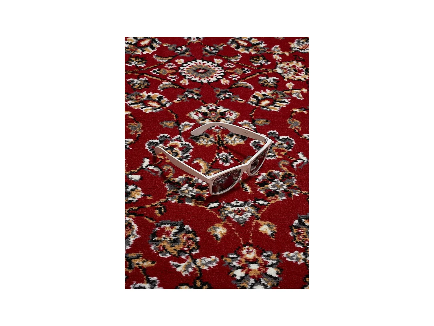Tapis oriental 270x370 rectangle rouge tissé motif ancestral LYN1 NOMED