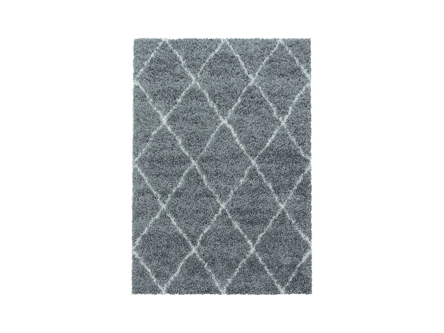 Tapis berbère rond Ø160cm tissé motif losange SHAGGY A gris