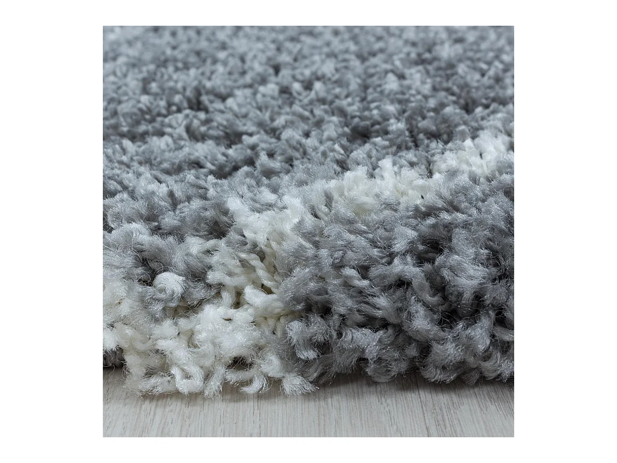 Tapis berbère rond Ø160cm tissé motif losange SHAGGY A gris