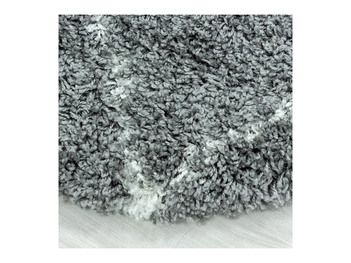 Tapis berbère rond Ø160cm tissé motif losange SHAGGY A gris