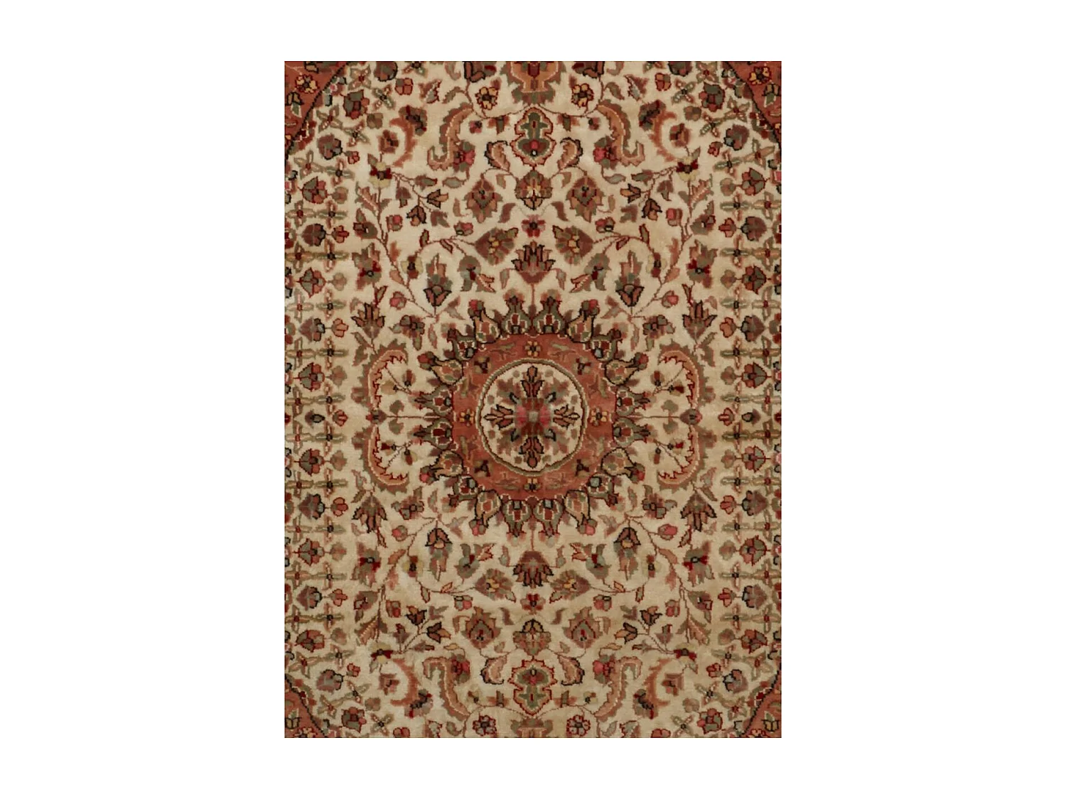 Authentique tapis d'Orient 125x195 fait main en soie beige JIHANGIR 91