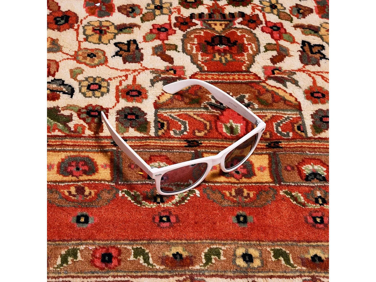 Authentique tapis d'Orient 125x195 fait main en soie beige JIHANGIR 91