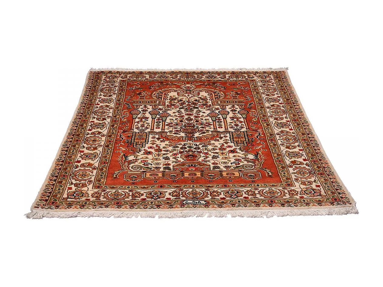 Authentique tapis d'Orient 125x195 fait main en soie beige JIHANGIR 91