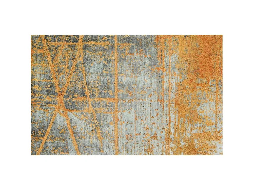 tapis entrée 110x175 tissé orange rectangle motif abstrait RUSTICO