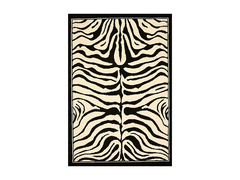 tapis grand salon 270x370 tissé noir rectangle motif animaux LYN1 ZEBRO
