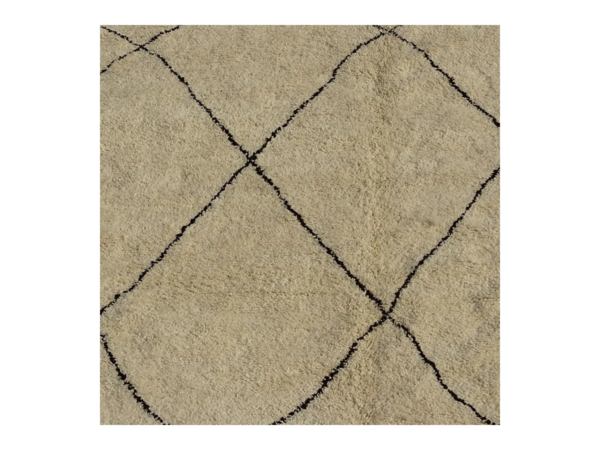 Authentique tapis berbère 310x435 fait à la main en laine crème et noir BENI OUARAIN DA