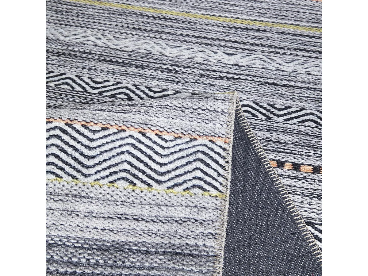 tappeto da ingresso 115x180 tessuto rettangolare grigio e arancione motivo etnico NOBASTA