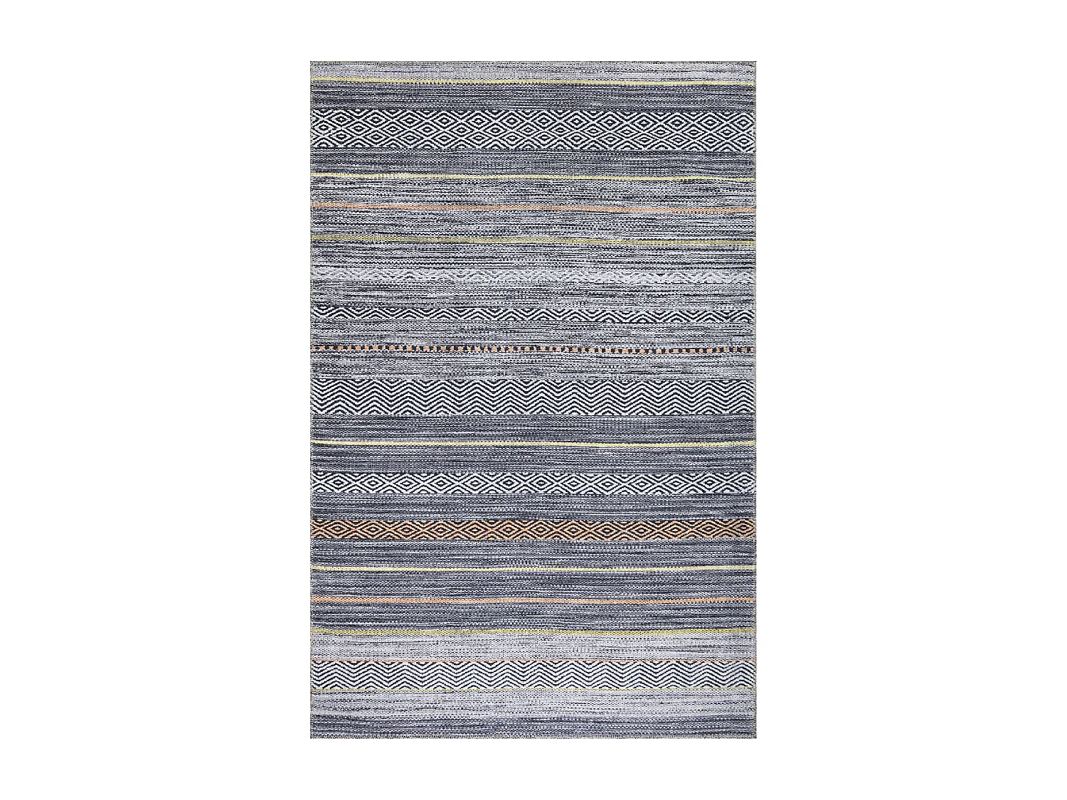 tappeto da ingresso 115x180 tessuto rettangolare grigio e arancione motivo etnico NOBASTA