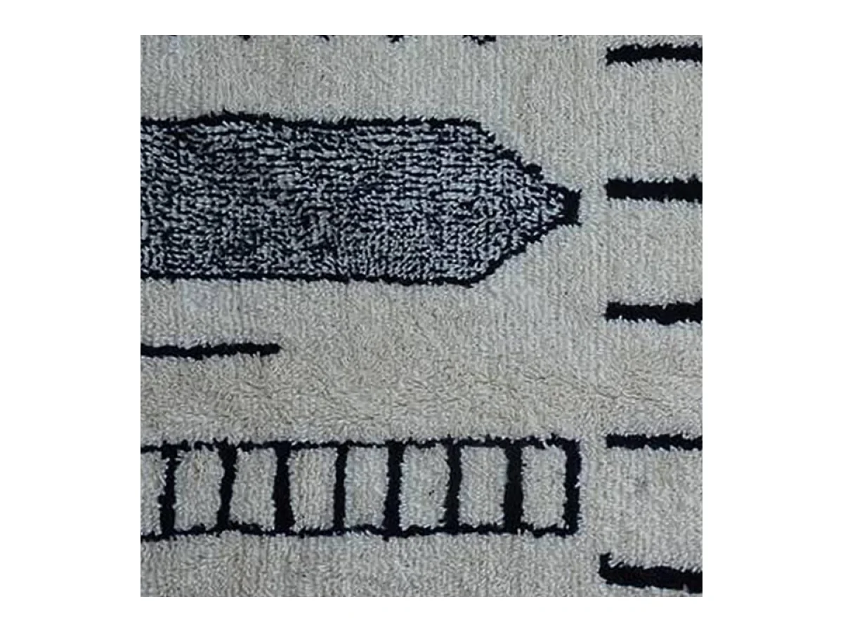 Authentique tapis berbère 160x260 fait main en laine crème et noir KASBA