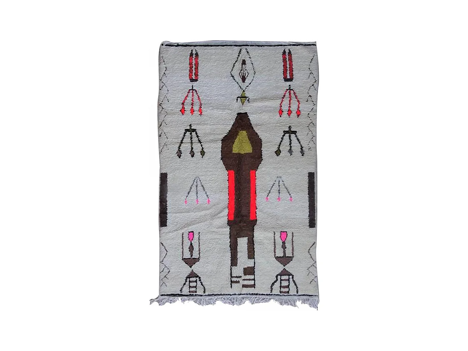 Authentique tapis berbère 150x235 fait main en laine gris et noir FHIK