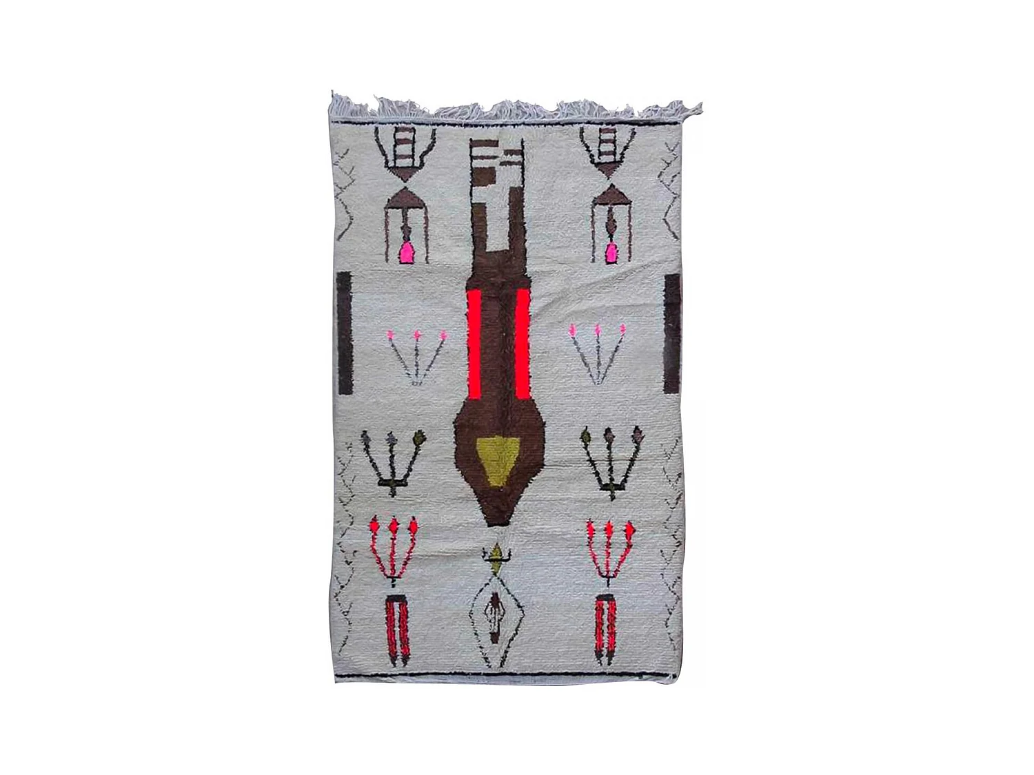 Authentique tapis berbère 150x235 fait main en laine gris et noir FHIK