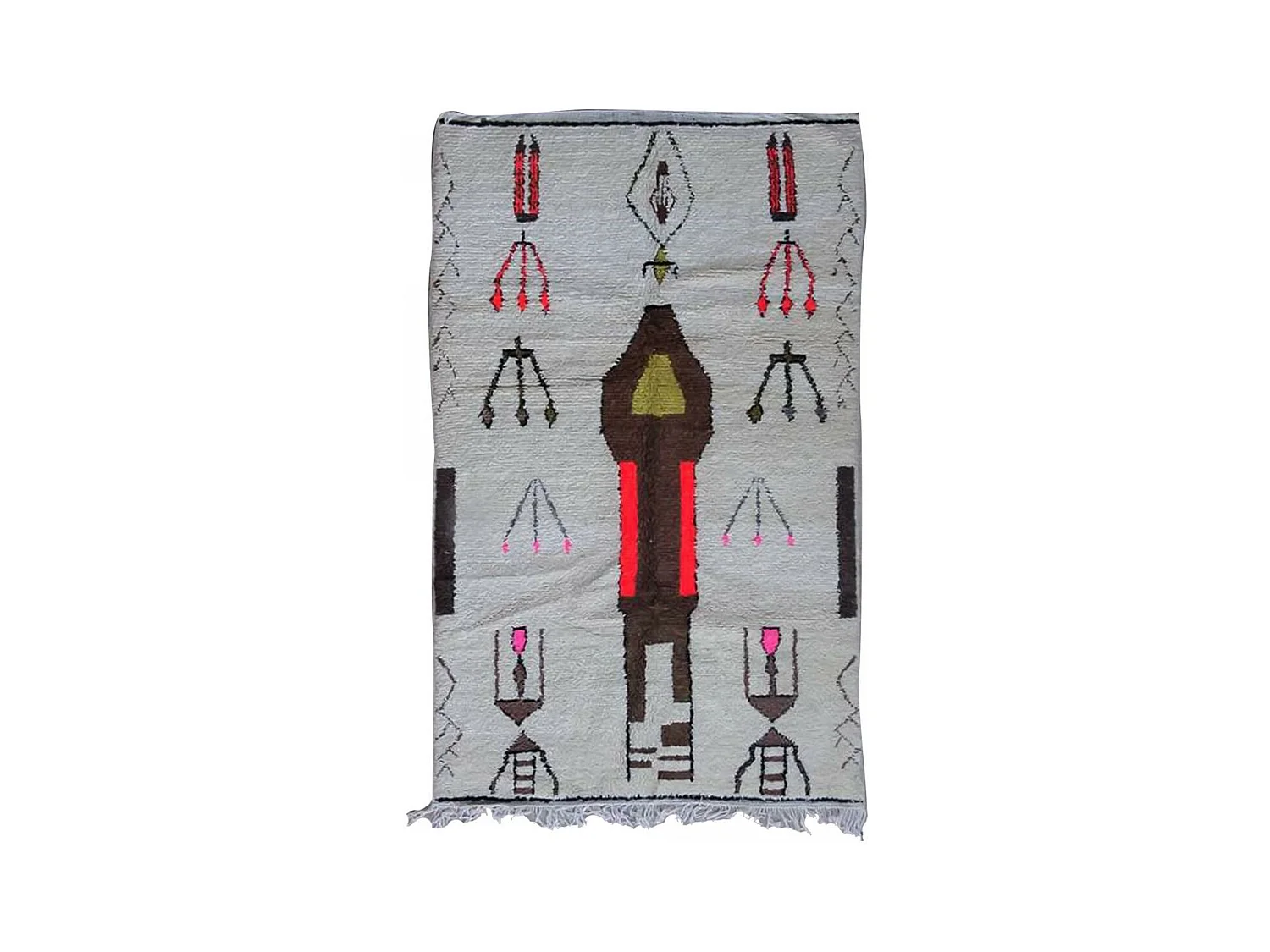 Authentique tapis berbère 150x235 fait main en laine gris et noir FHIK