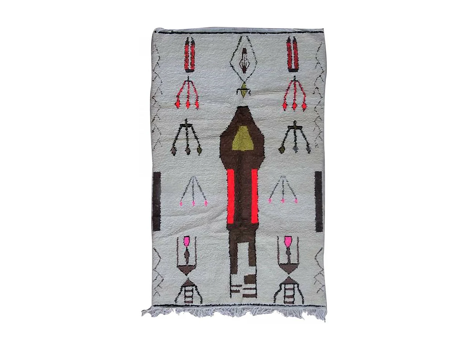 Authentique tapis berbère 150x235 fait main en laine gris et noir FHIK