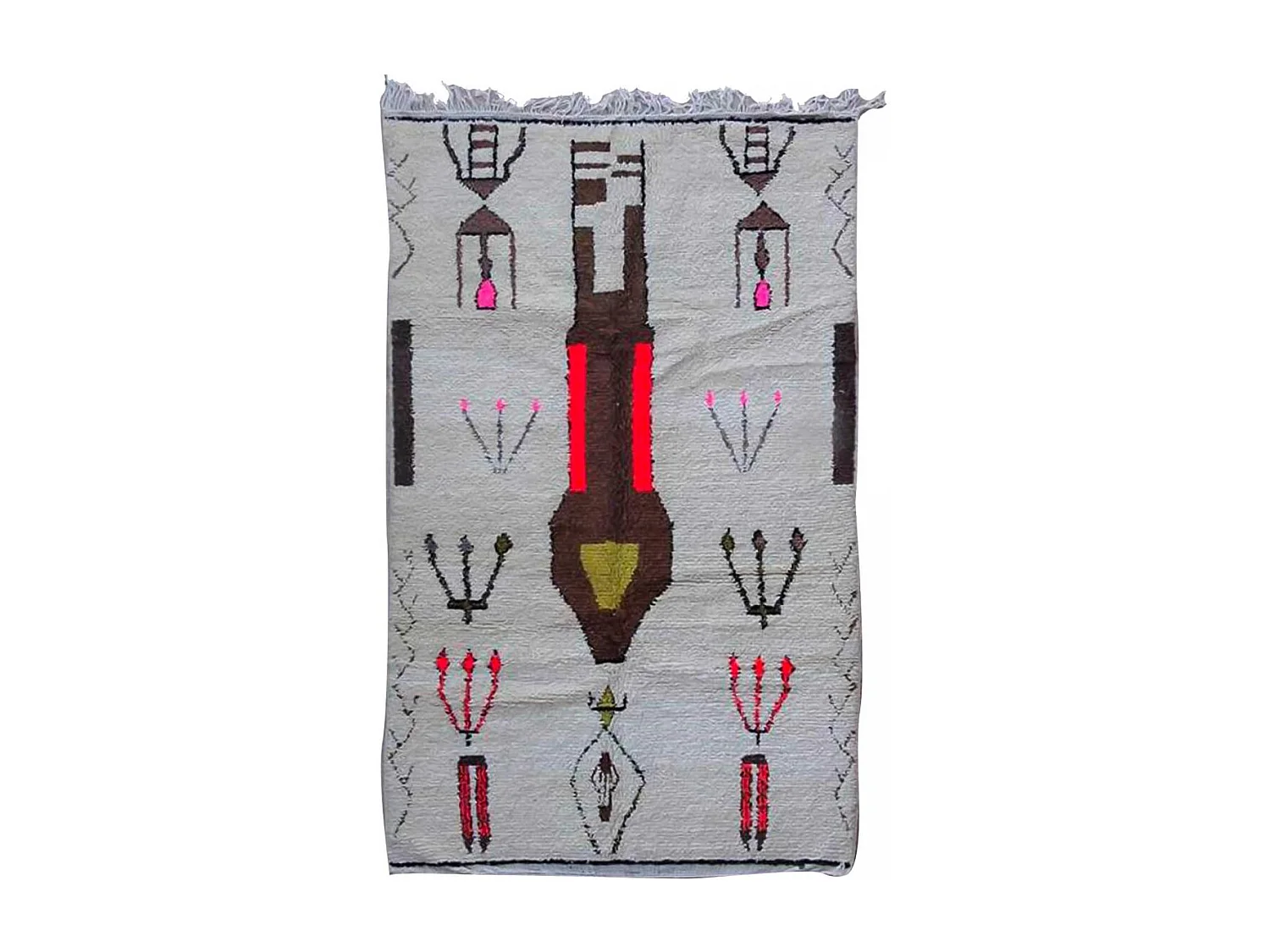 Authentique tapis berbère 150x235 fait main en laine gris et noir FHIK