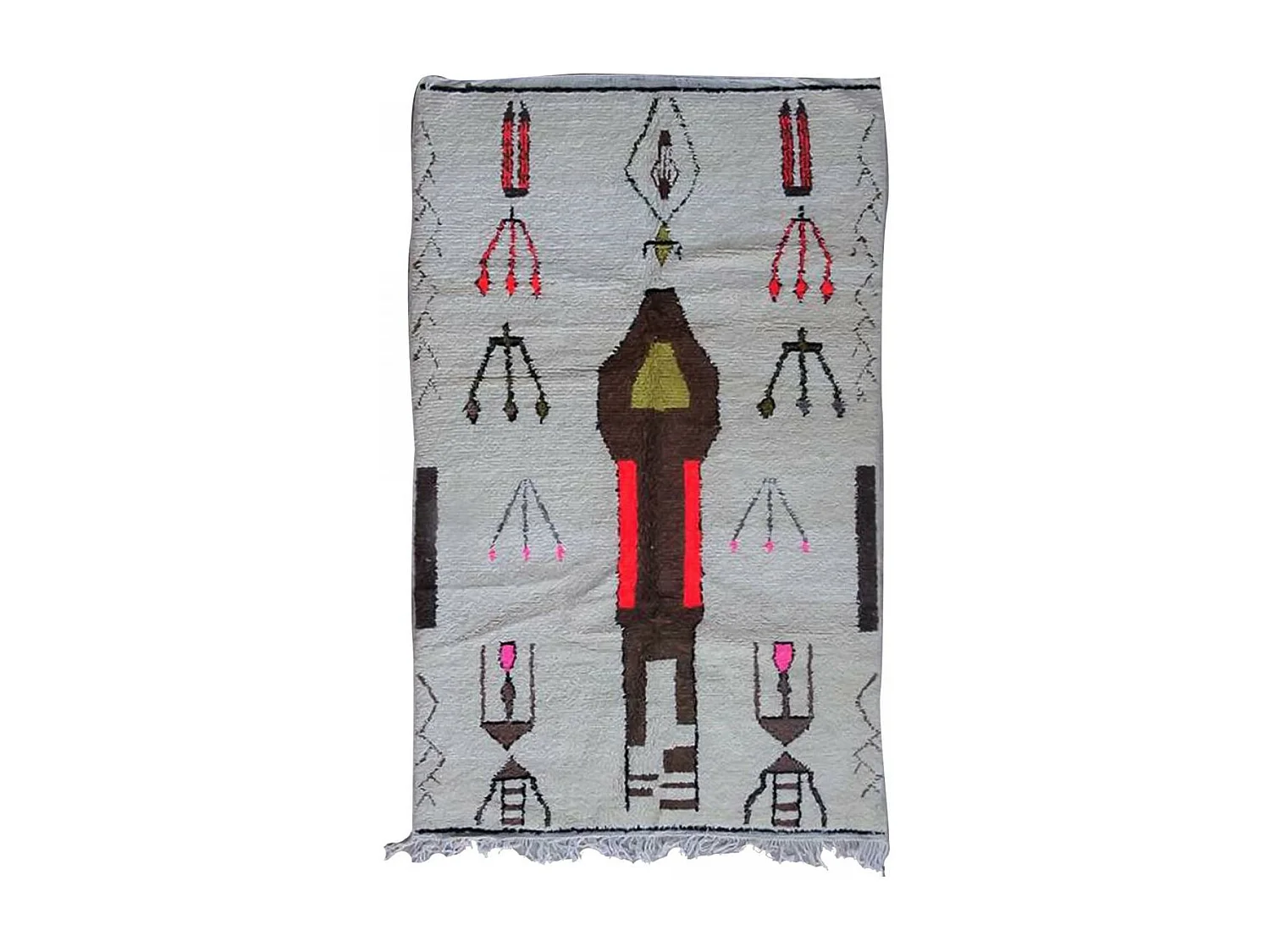 Authentique tapis berbère 150x235 fait main en laine gris et noir FHIK