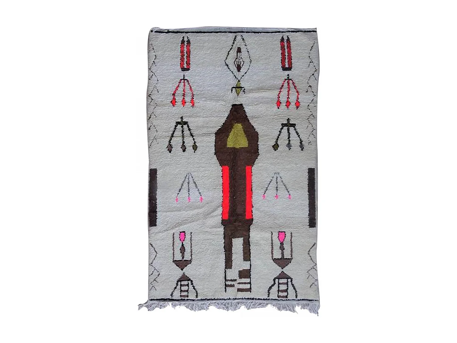 Authentique tapis berbère 150x235 fait main en laine gris et noir FHIK