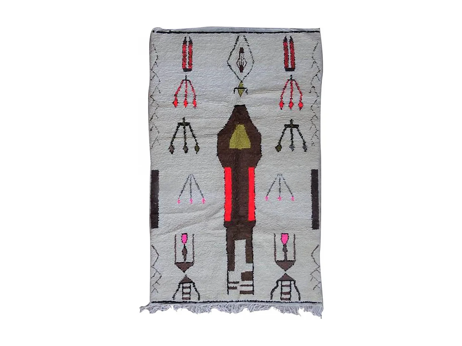 Authentique tapis berbère 150x235 fait main en laine gris et noir FHIK