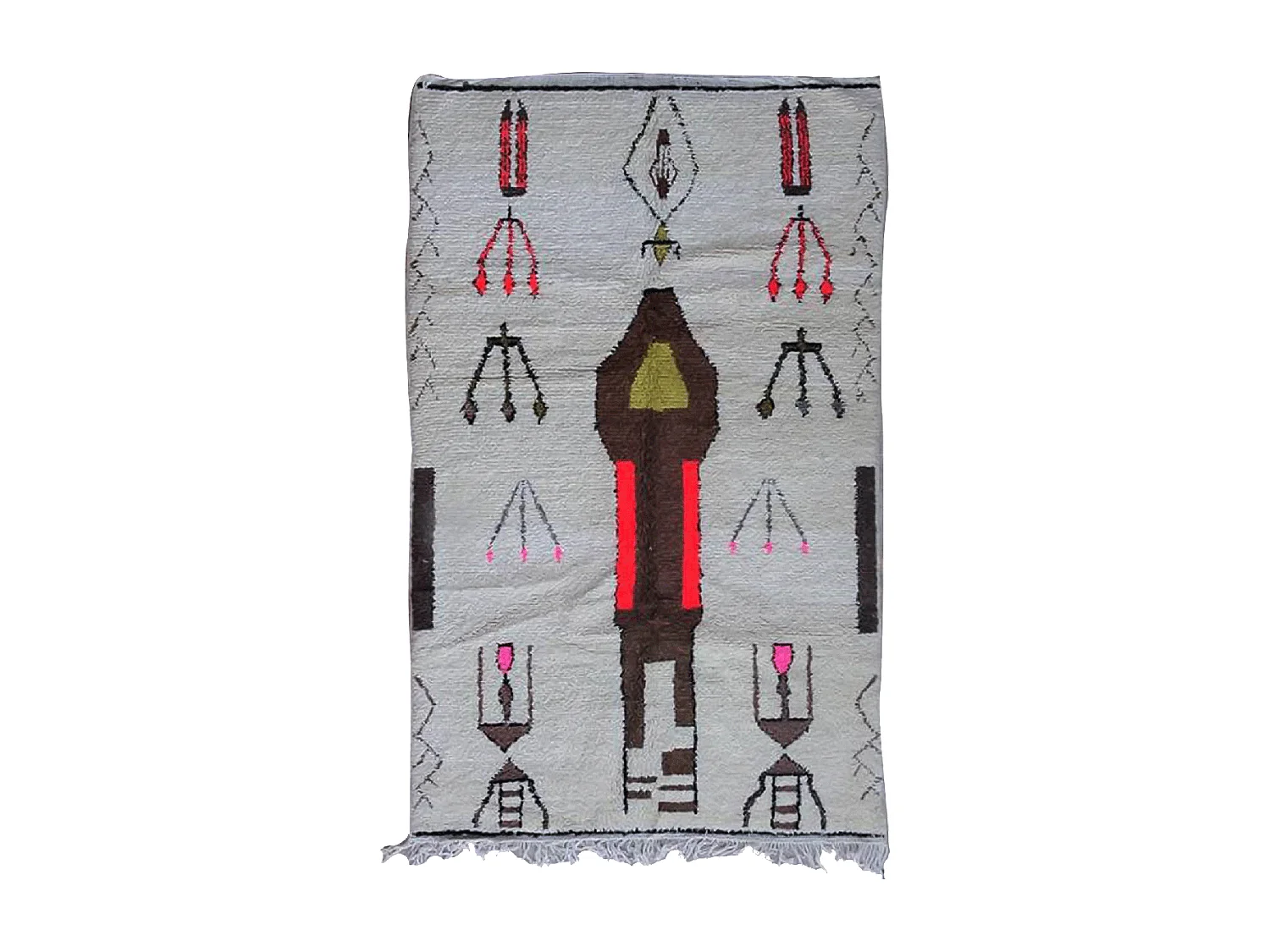 Authentique tapis berbère 150x235 fait main en laine gris et noir FHIK