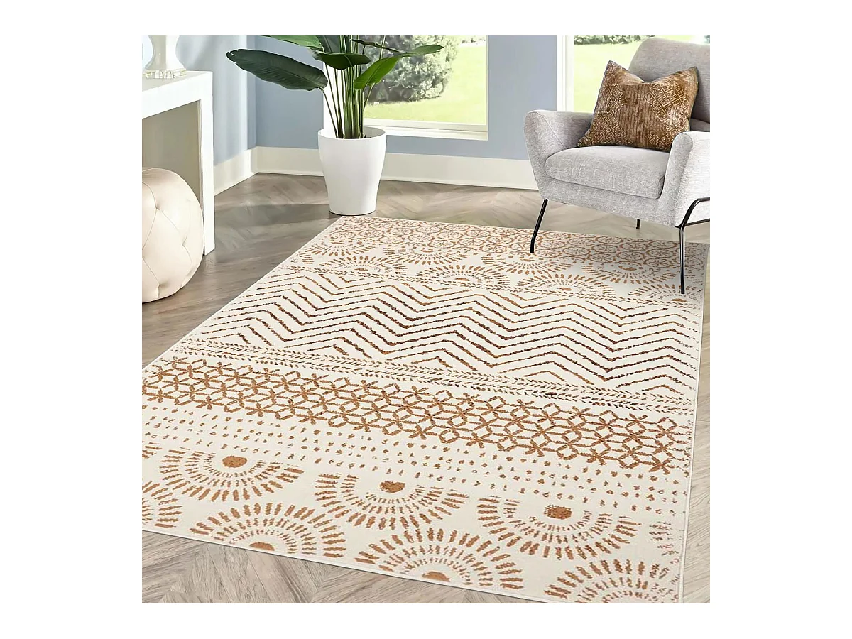 Tapis berbère 190x280 tissé motif ethnic LYN1 ORIENVAG crème