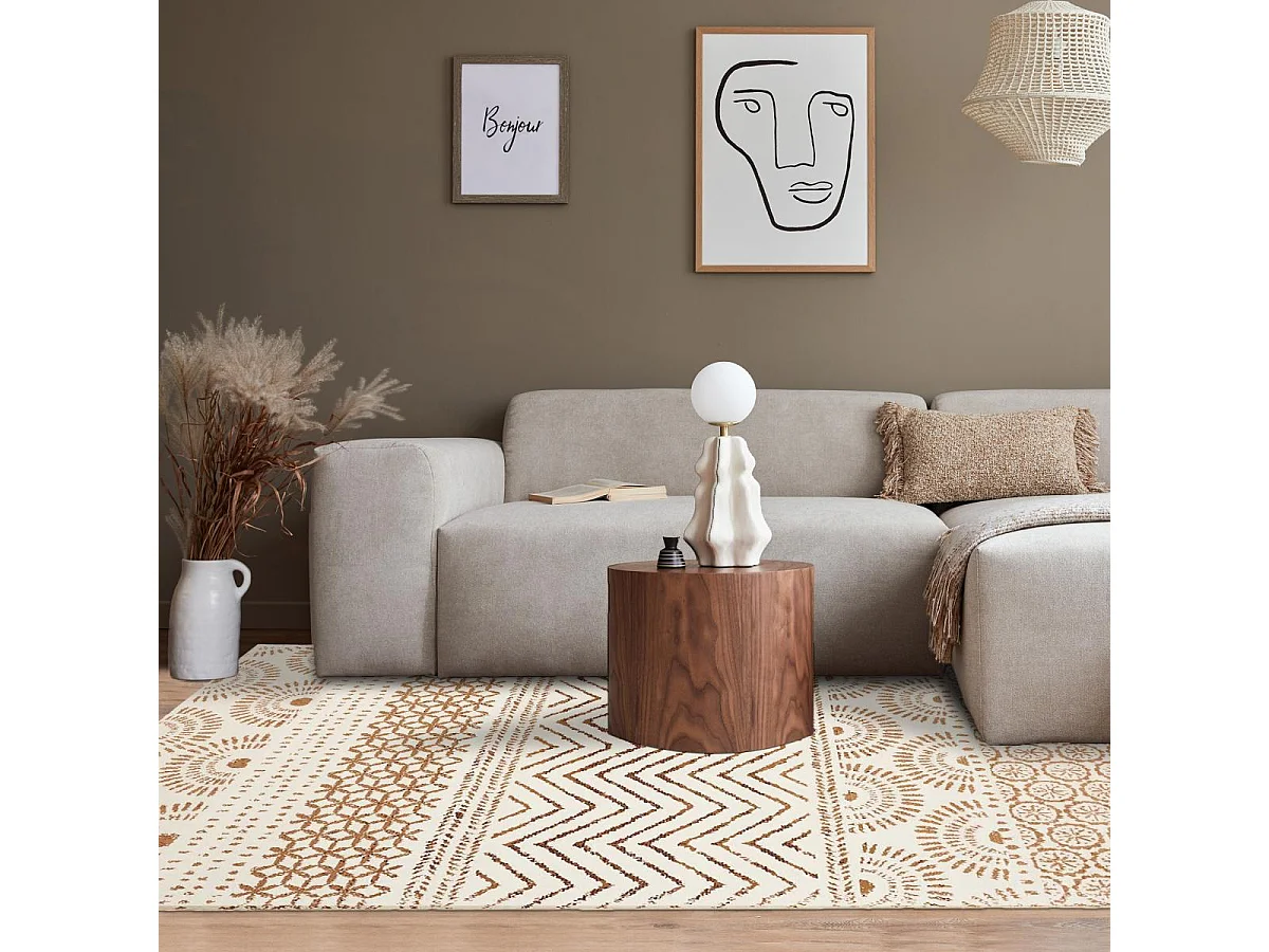 Tapis berbère 190x280 tissé motif ethnic LYN1 ORIENVAG crème