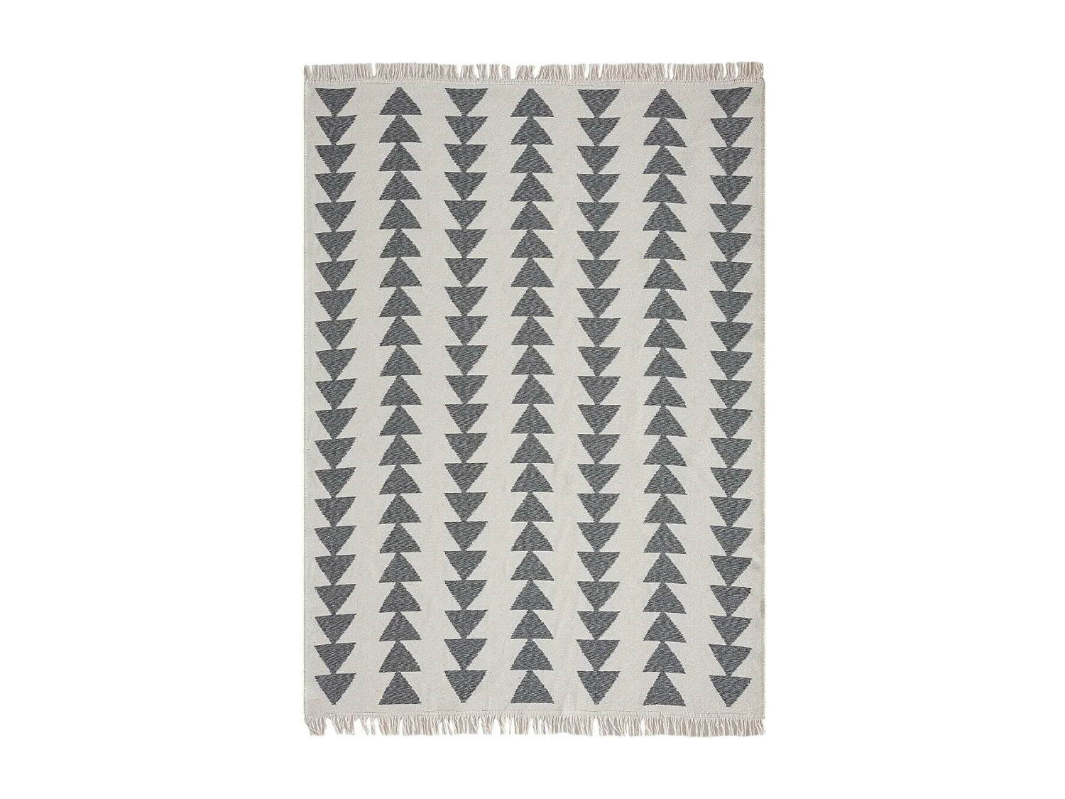 Tapis kilim reversible 160x230 en coton motif scandinave BE crème et gris