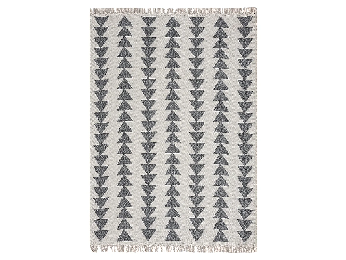 Tapis kilim reversible 160x230 en coton motif scandinave BE crème et gris