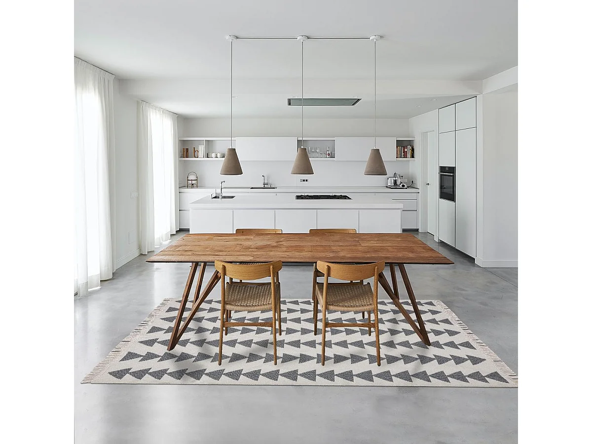 Tappeto kilim reversibile 160x230 in cotone modello scandinavo BE crema e nero