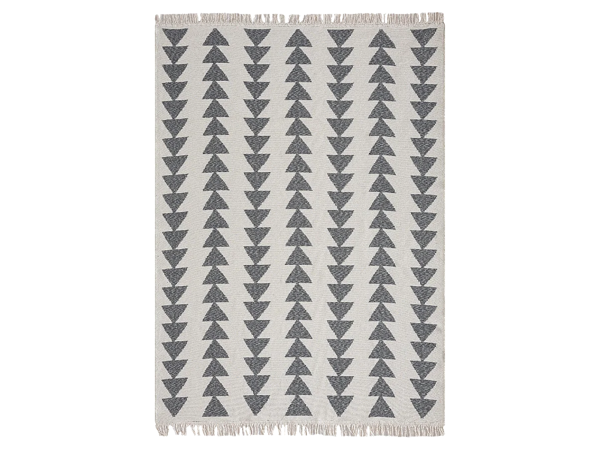 Tapis kilim reversible 160x230 en coton motif scandinave BE crème et gris