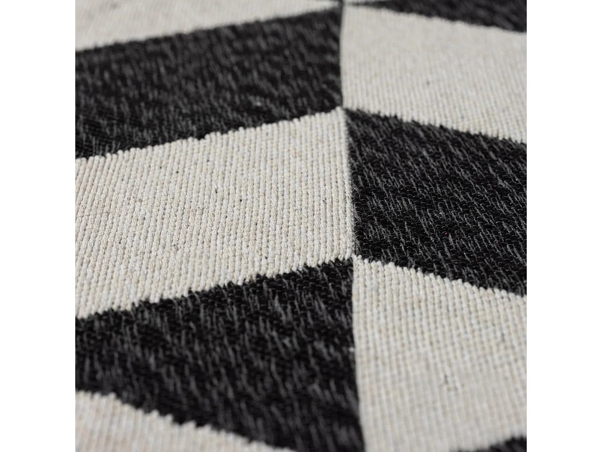 Tapis kilim reversible 80x150 en coton motif géométrique BI crème et noir