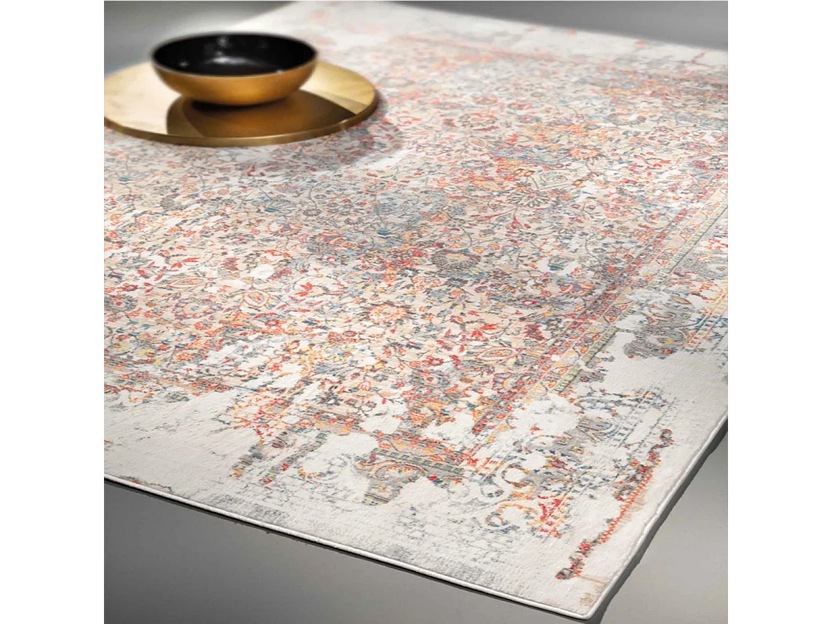 tappeto per camera 160x225 tessuto rettangolare panna e rosso motivo orientale Baia