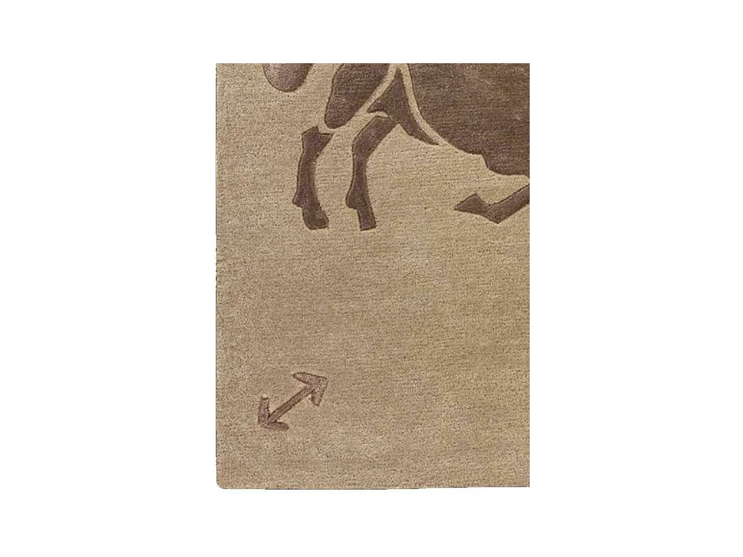 tapis entrée 70x130 fait main en laine beige rectangle motif géométrique