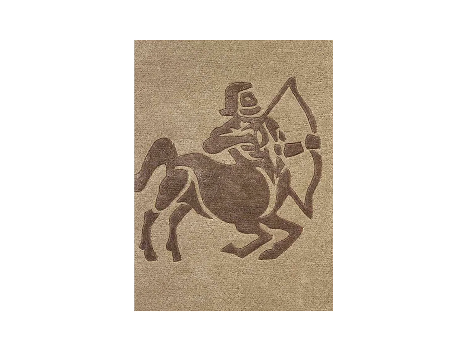 tapis entrée 70x130 fait main en laine beige rectangle motif géométrique