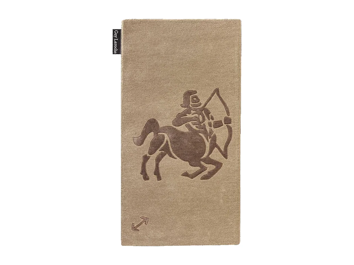 tapis entrée 70x130 fait main en laine beige rectangle motif géométrique