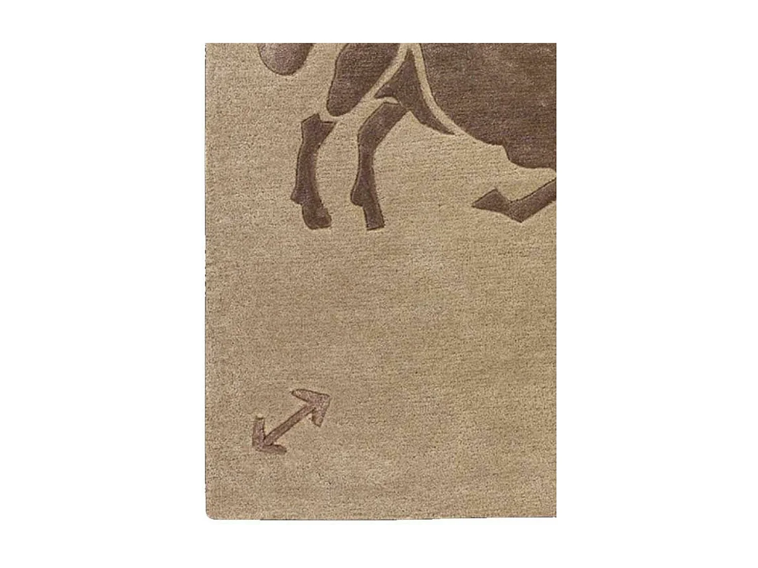 tapis entrée 70x130 fait main en laine beige rectangle motif géométrique