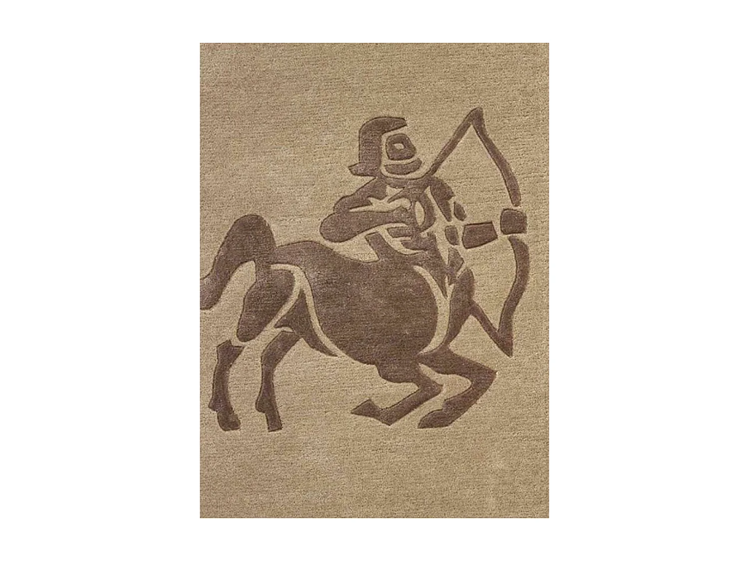 tapis entrée 70x130 fait main en laine beige rectangle motif géométrique