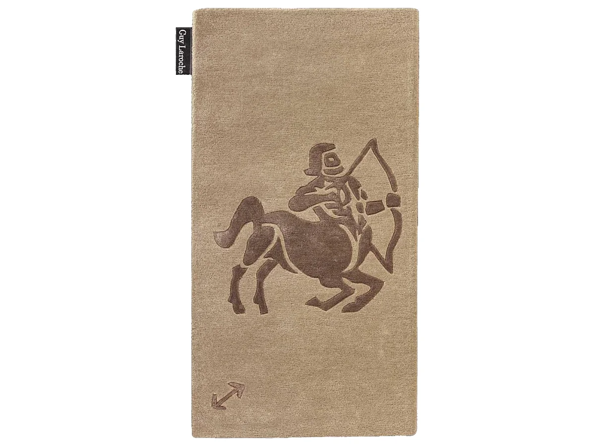 tapis entrée 70x130 fait main en laine beige rectangle motif géométrique