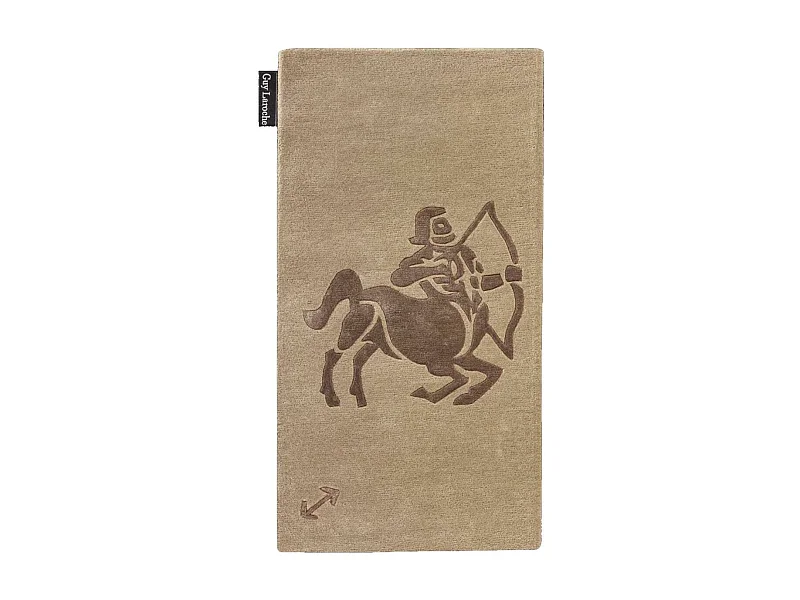 tapis entrée 70x130 fait main en laine beige rectangle motif géométrique