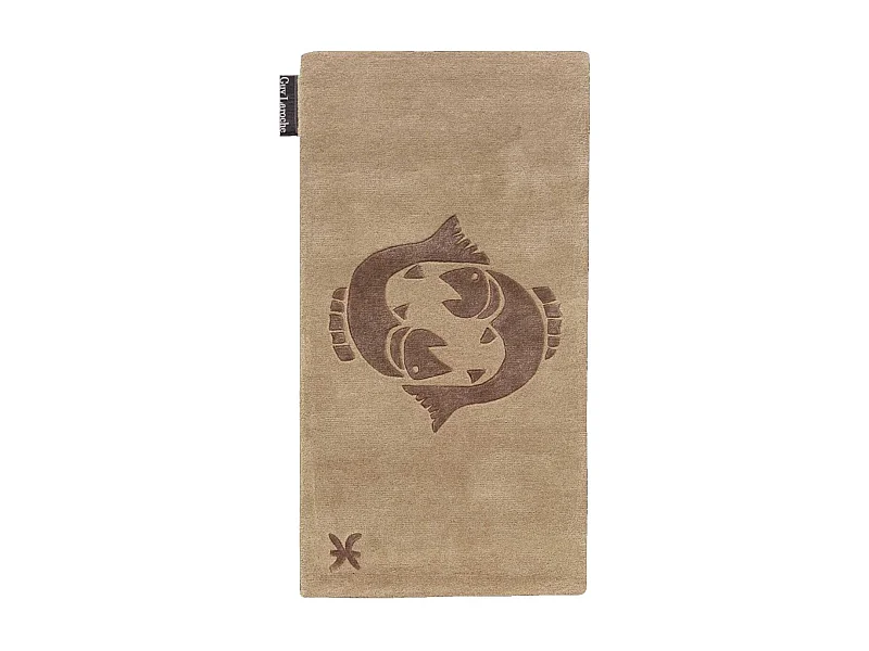 tapis entrée 70x130 fait main en laine beige rectangle motif géométrique PISCES