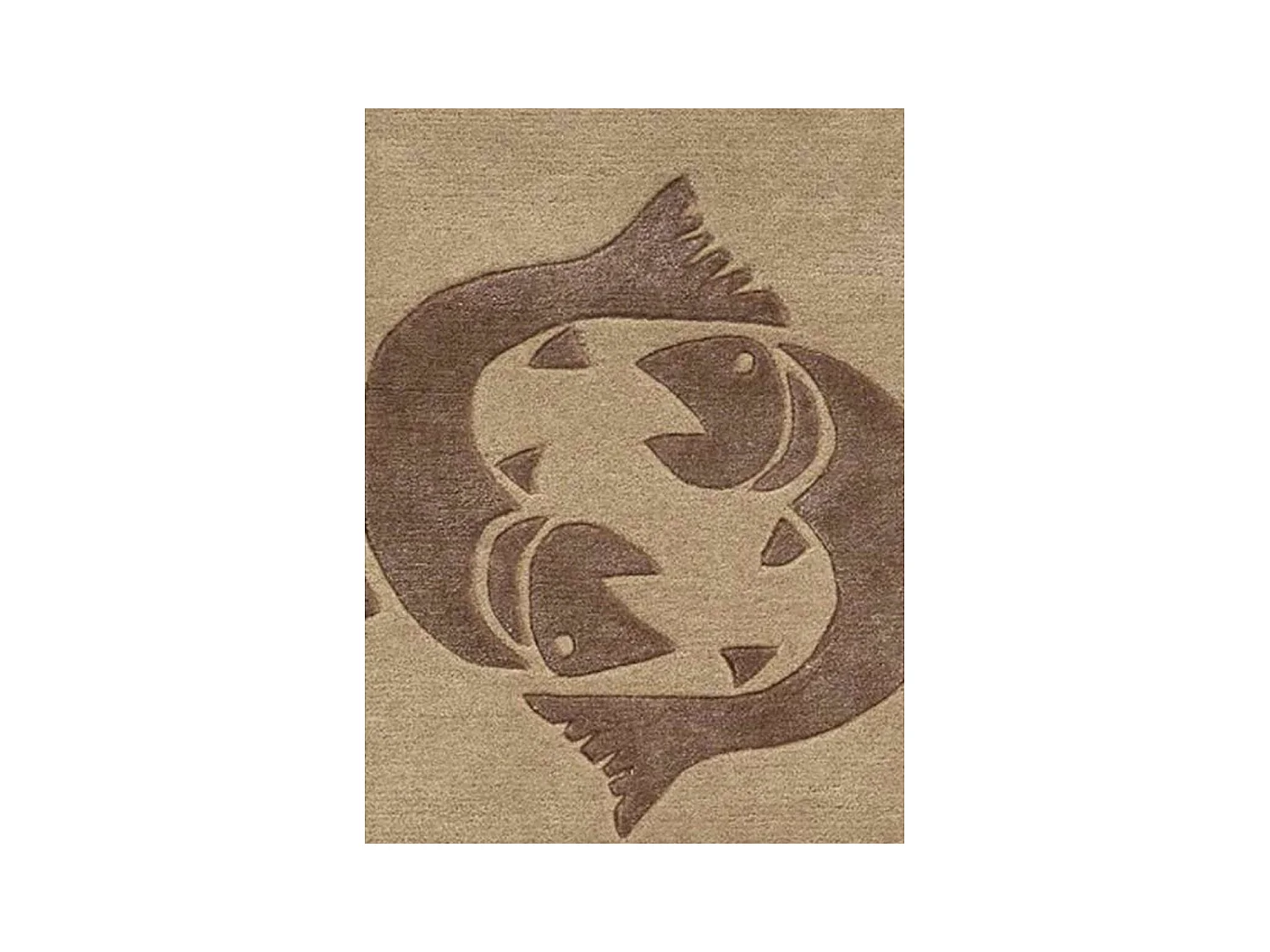 tapis entrée 70x130 fait main en laine beige rectangle motif géométrique PISCES