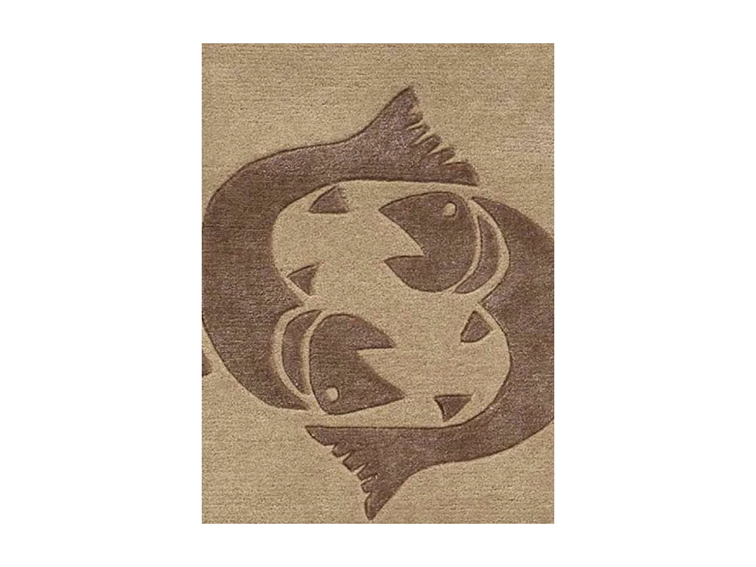 tapis entrée 70x130 fait main en laine beige rectangle motif géométrique PISCES