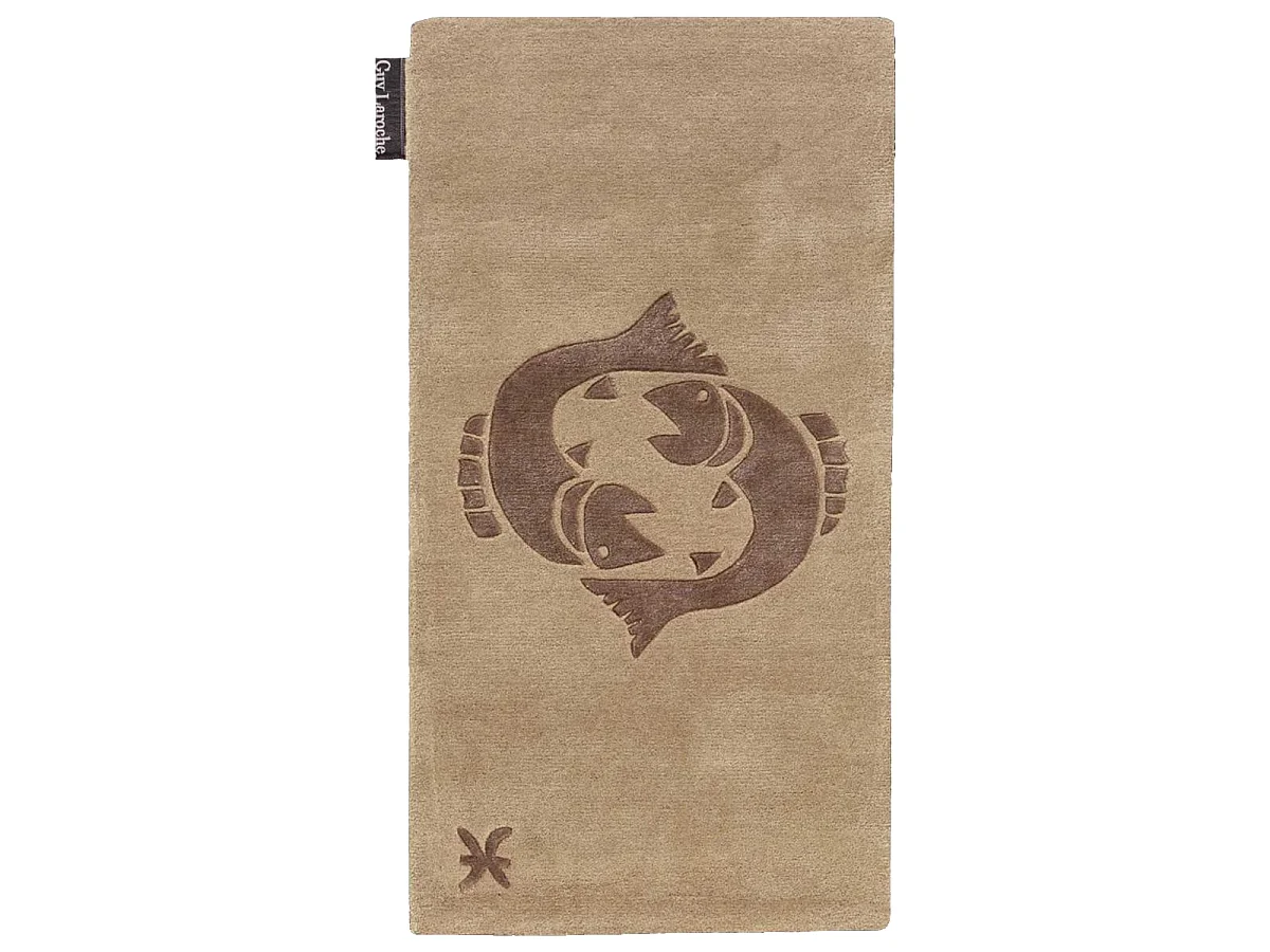 tapis entrée 70x130 fait main en laine beige rectangle motif géométrique PISCES