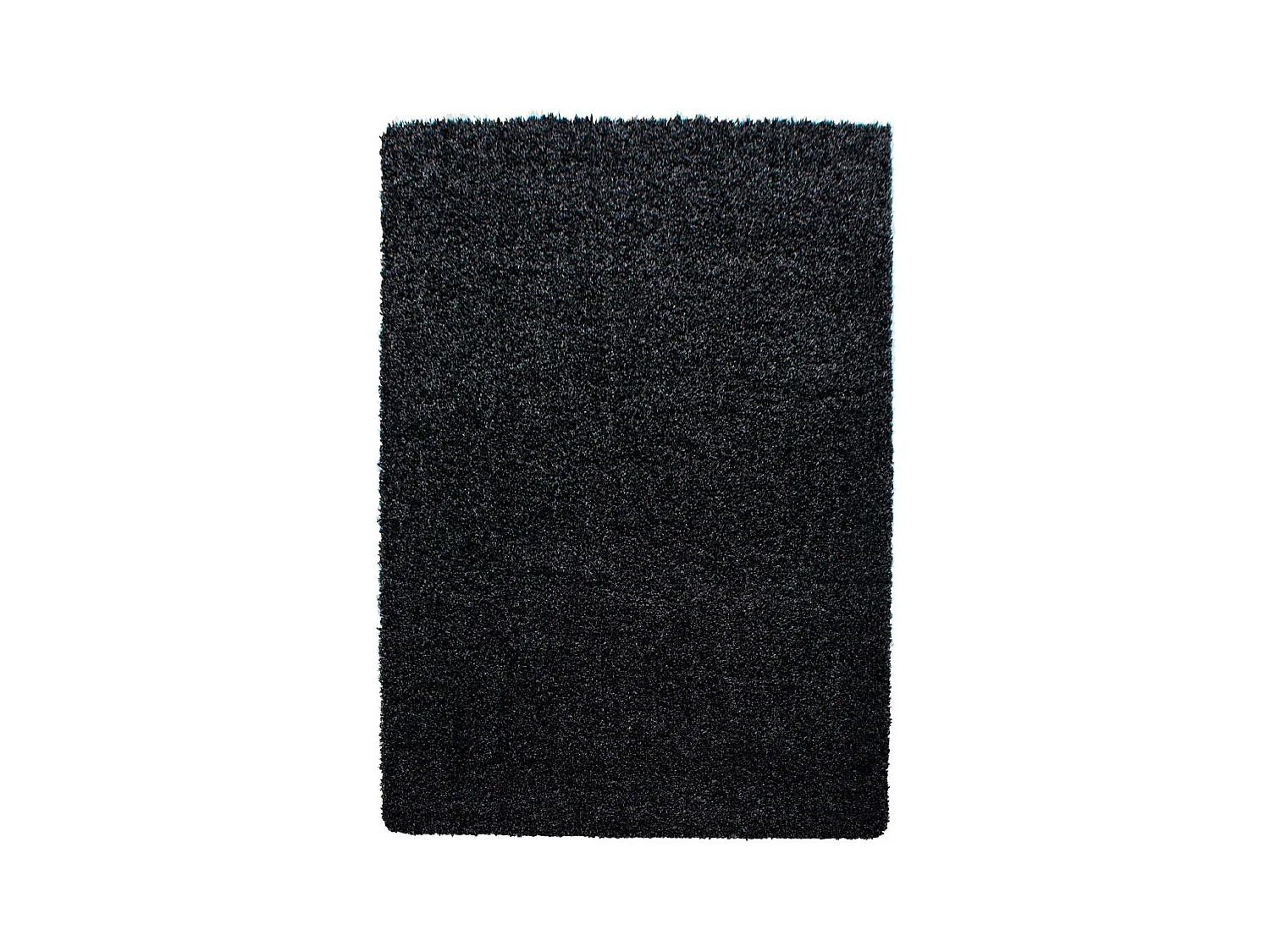 Tapis poils longs shaggy Ø200cm rond tissé noir motif uni UNI L