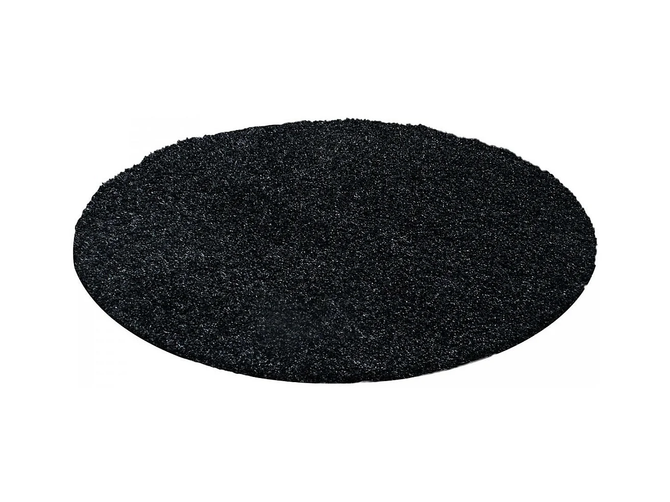 Tapis poils longs shaggy Ø200cm rond tissé noir motif uni UNI L
