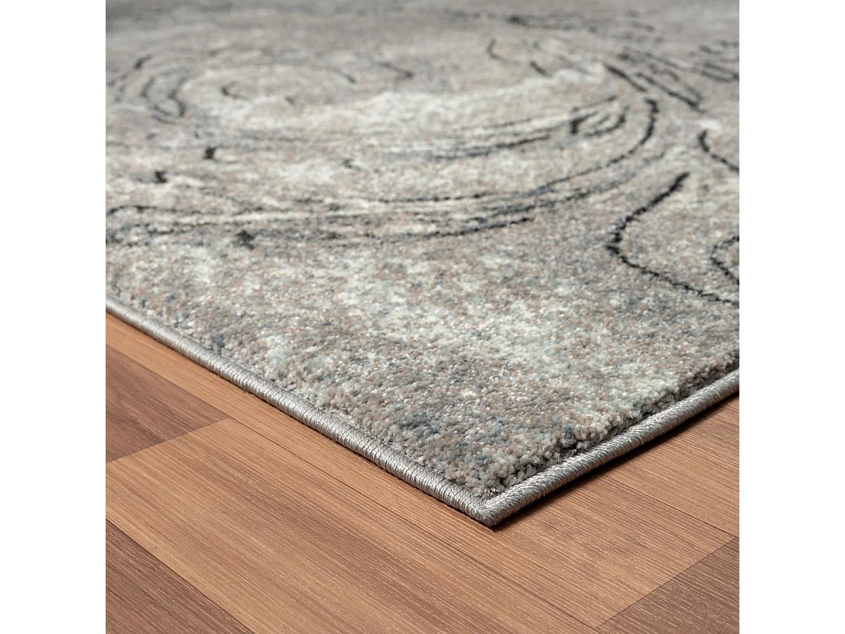 tapis salon 160x220 tissé gris rectangle motif baroque MUMBA D