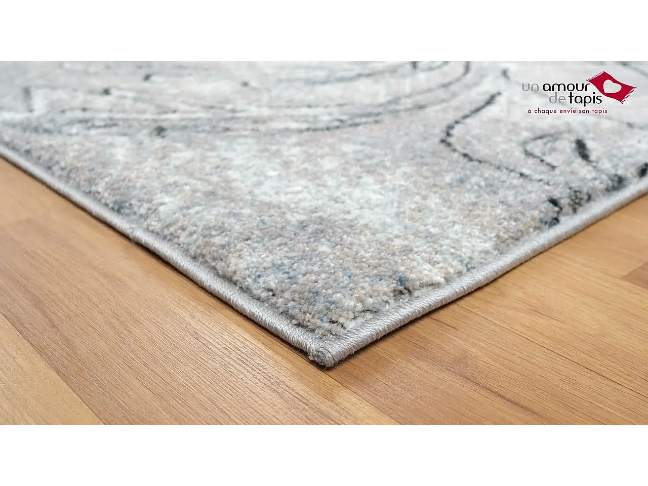 tapis salon 160x220 tissé gris rectangle motif baroque MUMBA D