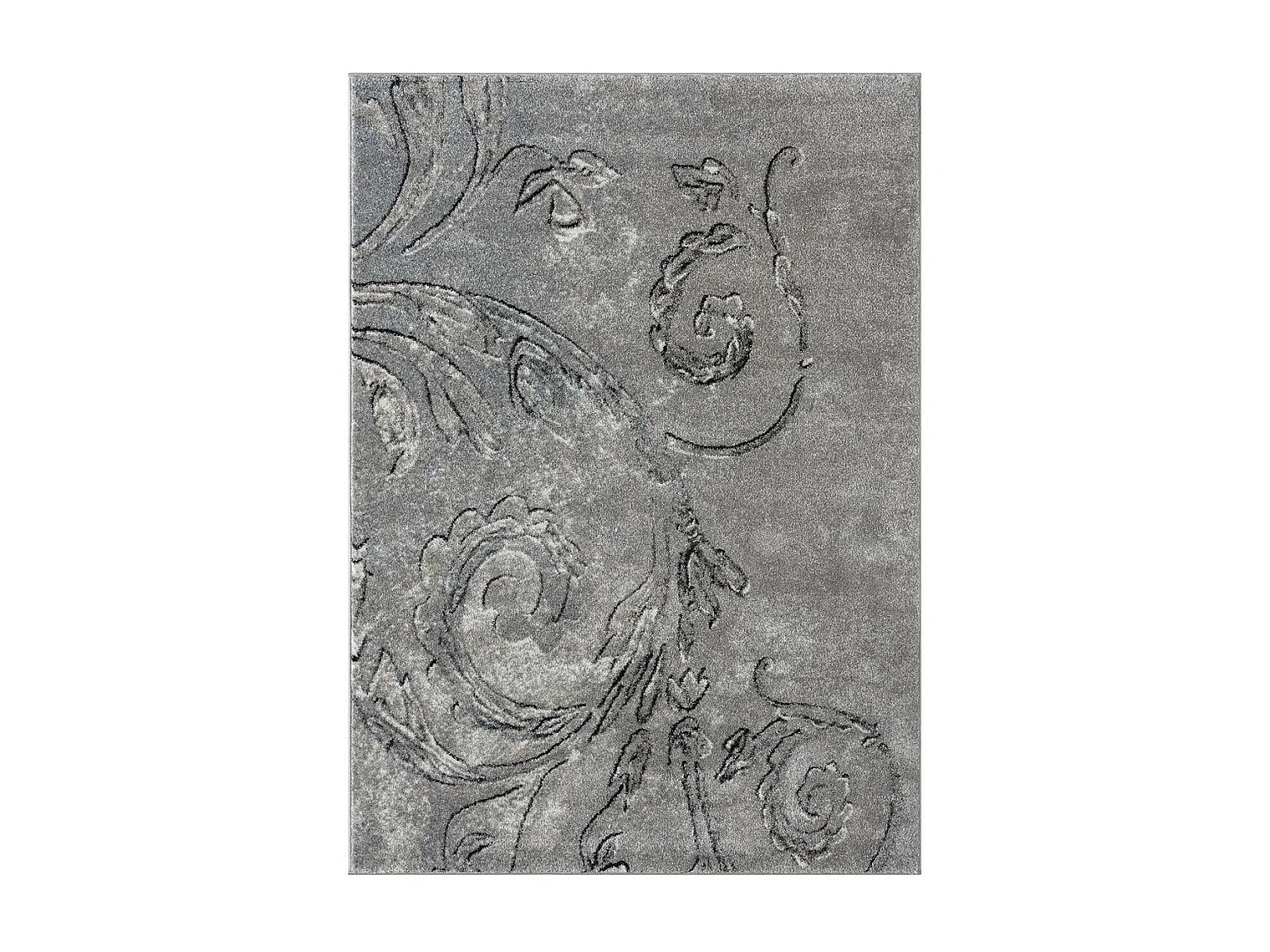 tapis salon 160x220 tissé gris rectangle motif baroque MUMBA D