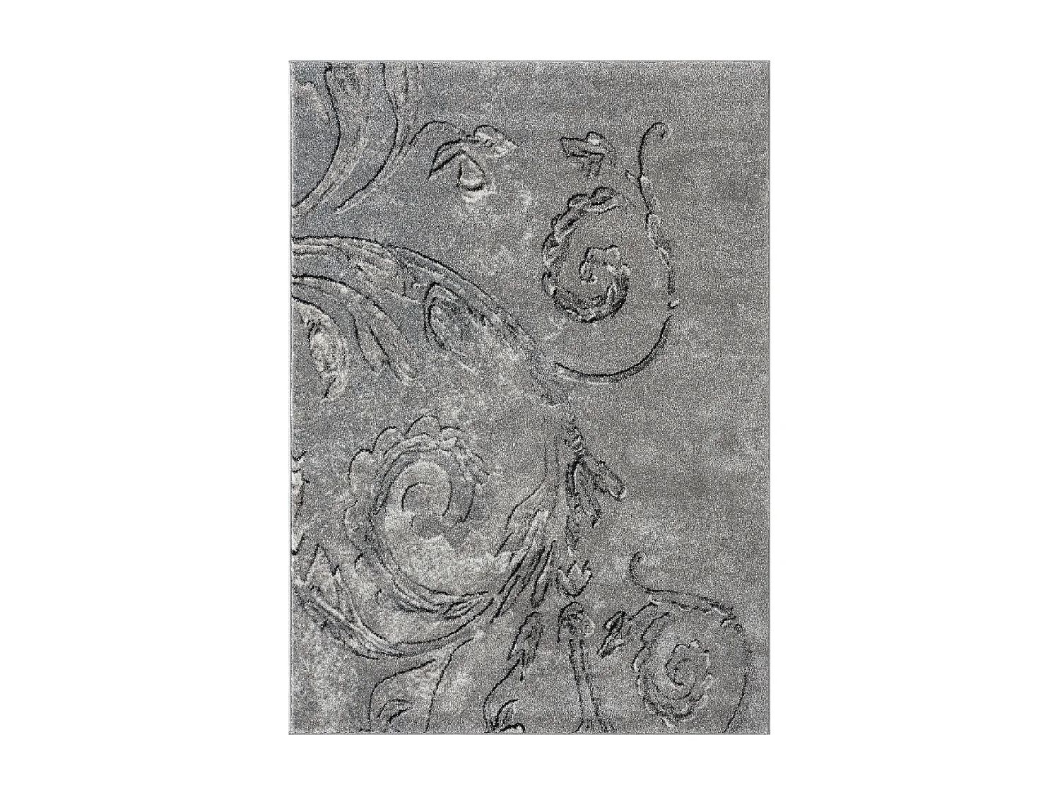 tapis salon 160x220 tissé gris rectangle motif baroque MUMBA D