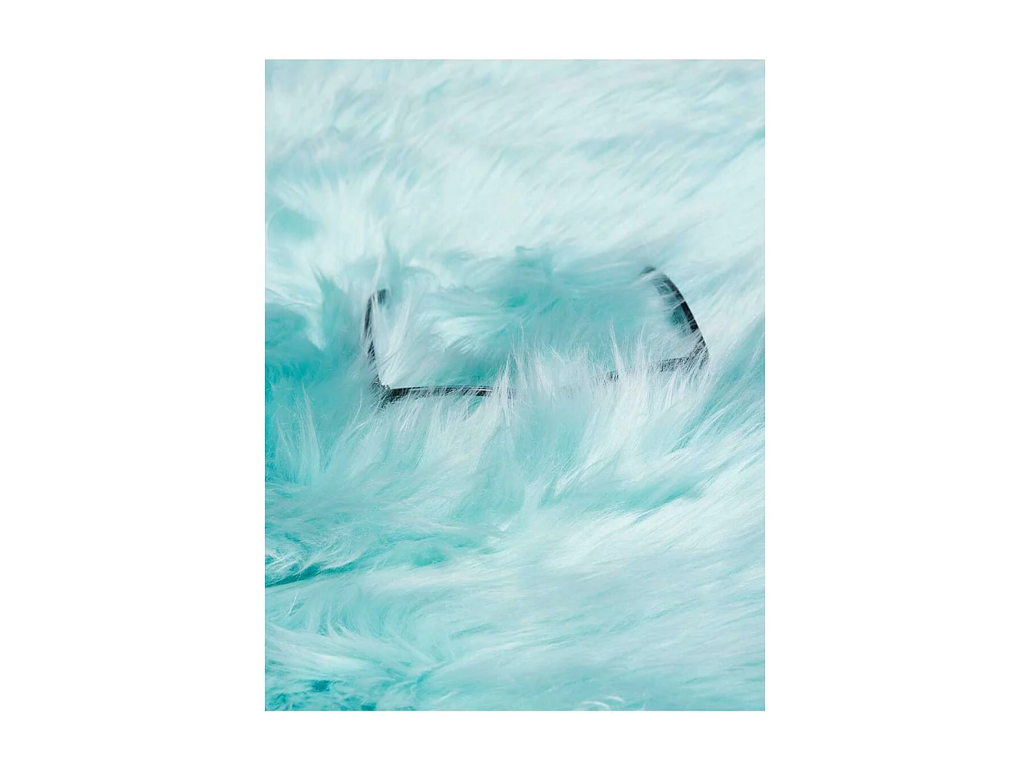 Tapis peau de mouton longs poils shaggy 60x95 en laine turquoise SHEPHERD