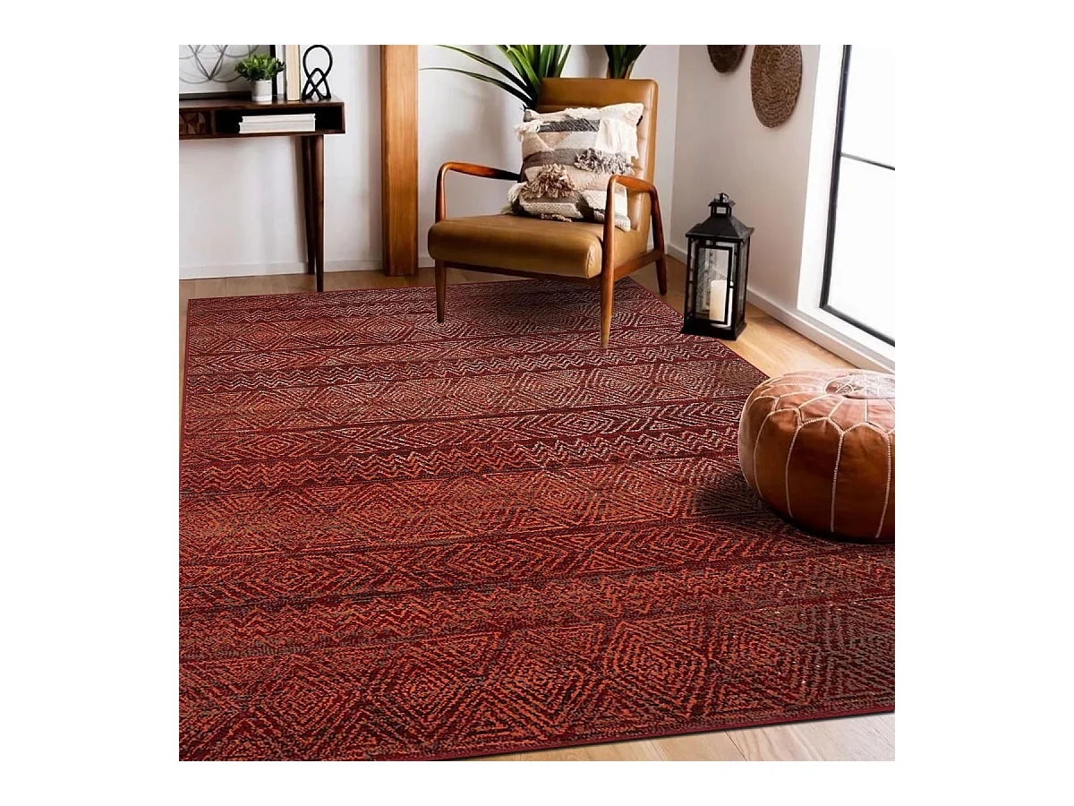 Tapis berbère 190x280 tissé motif ethnic LYN1 CHILA rouge
